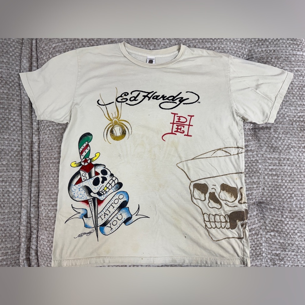 Ed Hardy by Christian Audigier T-shirt Skull Sailor Spider XL Rare